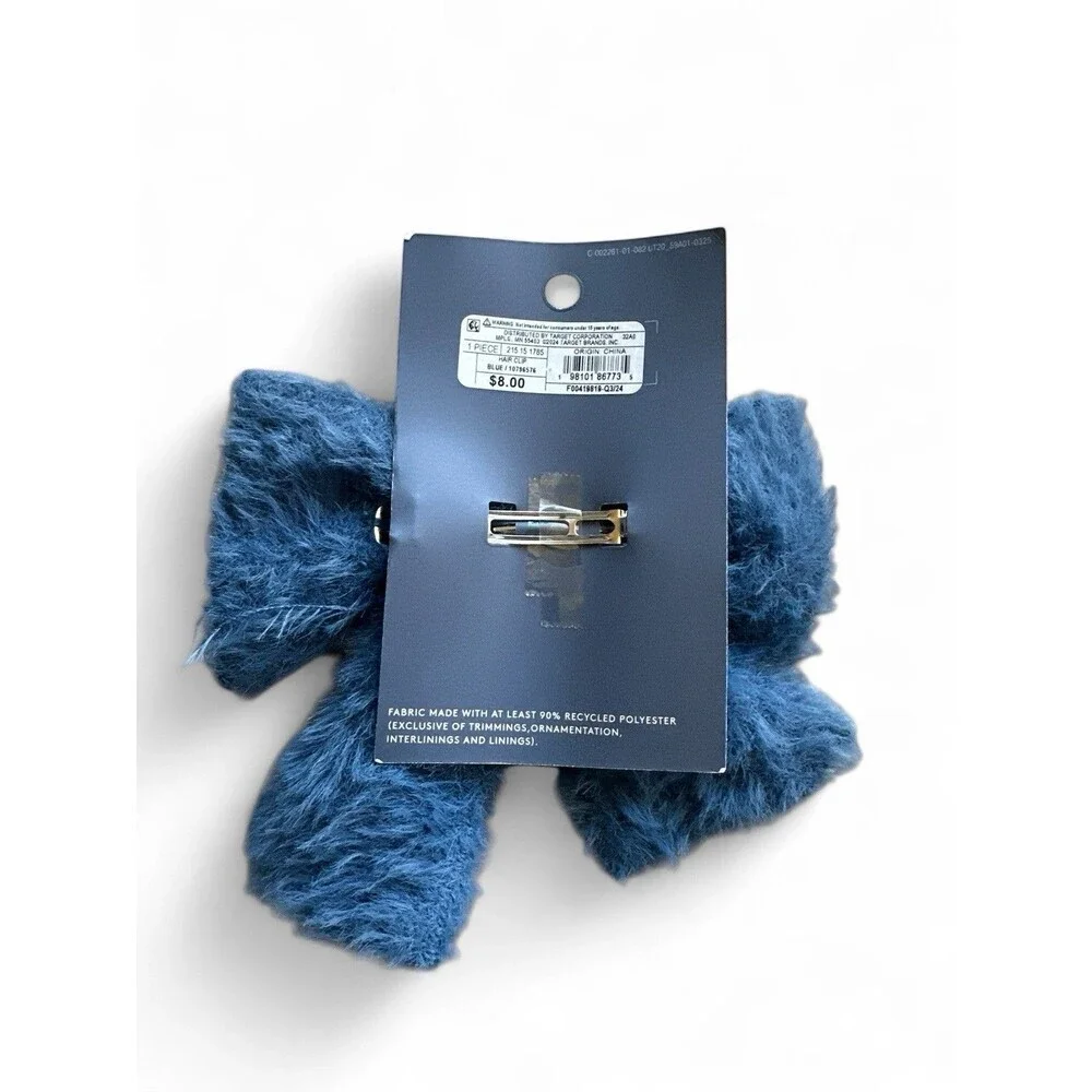 NWT Universal Thread Blue Faux Fur Headband And Bows 3pc $26 Retail